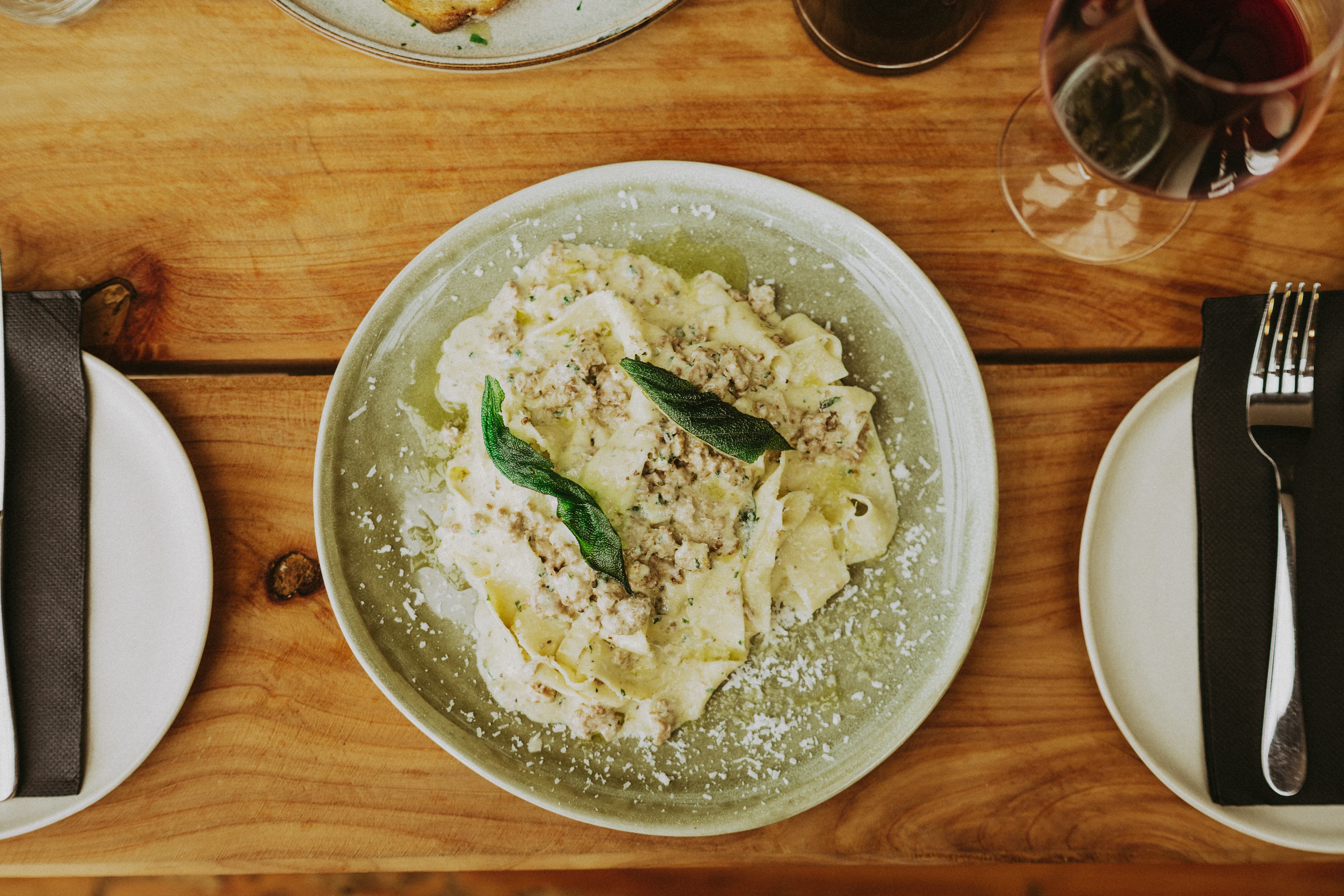 Fresh pasta with sage and parmesan